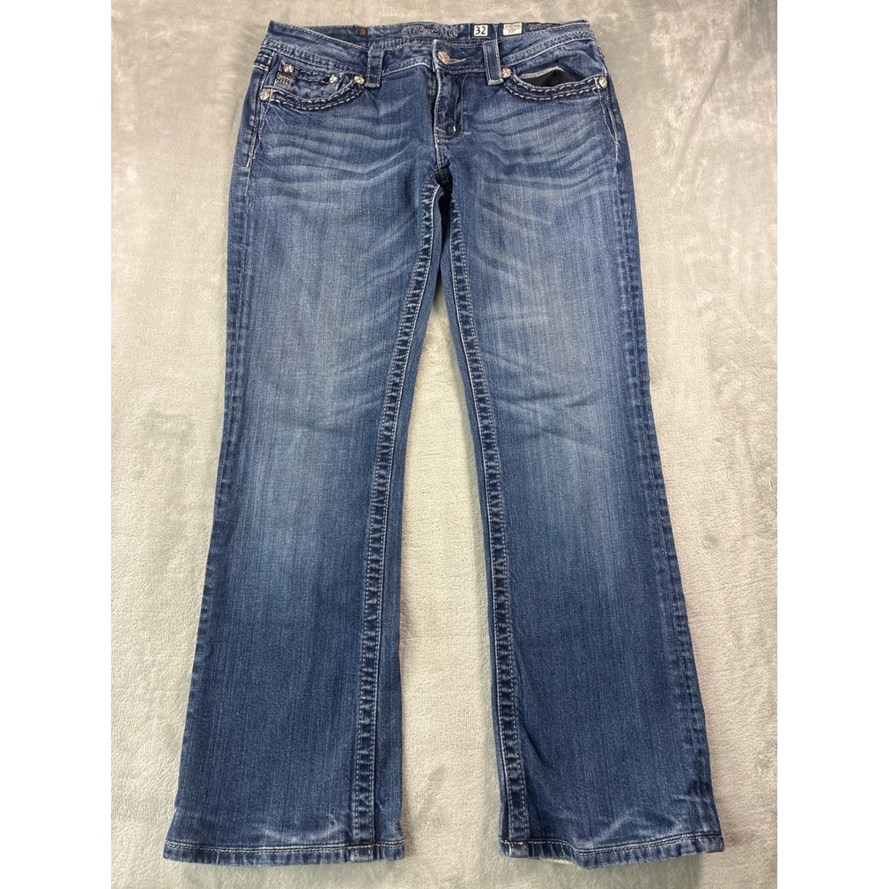 Miss Me Bootcut Jeans JS5014B61 Medium Wash Western Embroidered Flap Pocket 32